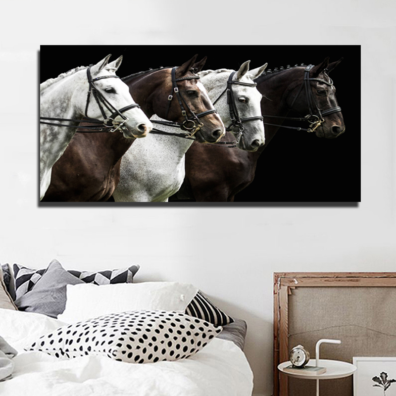 Four Horses Modern Art Paintings Wall Decorative Pictures For Living Room Canvas Prints Posters Animal Art Big Size