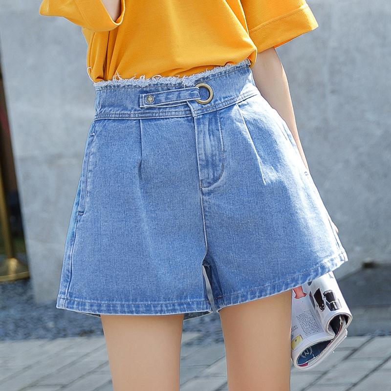 Jbersee Blue Denim Shorts For Women Summer Fashion Plus Size Short Jeans High Waist Wide-leg Casual Loose Feminino Women's