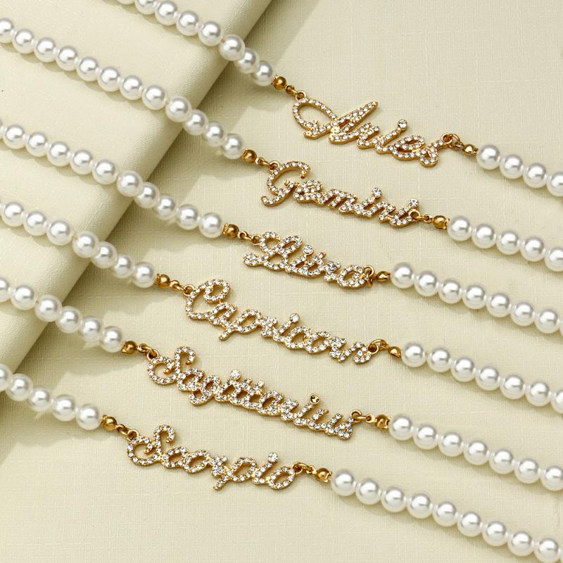 Chains Cubic Zirconia Pendant Zodiac Necklace Cursive Letter Dainty Gold Imitation Pearl Horoscope Bridesmaid Gift
Chains Cubic Zirconia Pendant Zodiac Necklace Cursive Letter Dainty Gold Imitation Pearl Horoscope Bridesmaid Gift