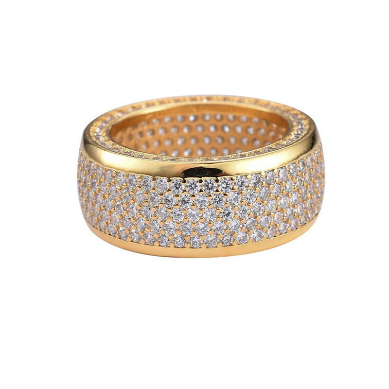 Hip Hop Luxury Male Jewelry 10KT White Gold Fill Pave 5 Rows White Sapphire CZ Diamond Gemstones Eternity Circle Statement Women Wedding Engagement Ba
