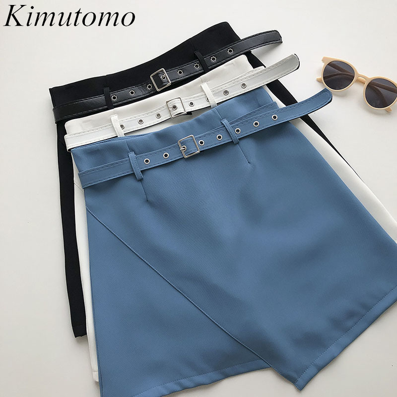 Kimutomo Casual Skirt Women Summer Korean Fashion Solid Color Female Irregular High Waist A-line Mini Skirt with Belt 210521, Black
Kimutomo Casual Skirt Women Summer Korean Fashion Solid Color Female Irregular High Waist A-line Mini Skirt with Belt 210521, Black