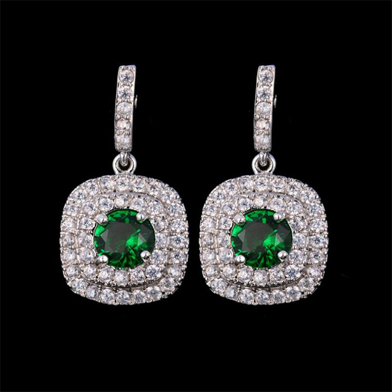 2021 Choucong Brand Dangle Earring Luxury Jewelry 18k White Gold Fill Round Cut Topaz Sapphirre High Quality Party Promise Women Wedding Drop Earrings