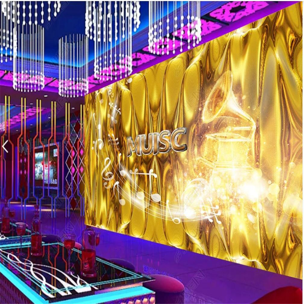 Golden streamer song ktv bar music background wall living style wallpaper