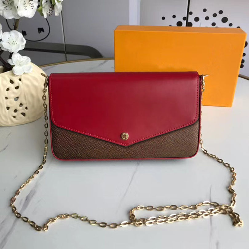 N60235 POCHETTE FELICIE fashion chain shoulder bags women handbag mini clutch wallet purse 3-piece set smooth leather cross body bag with box
N60235 POCHETTE FELICIE fashion chain shoulder bags women handbag mini clutch wallet purse 3-piece set smooth leather cross body bag with box