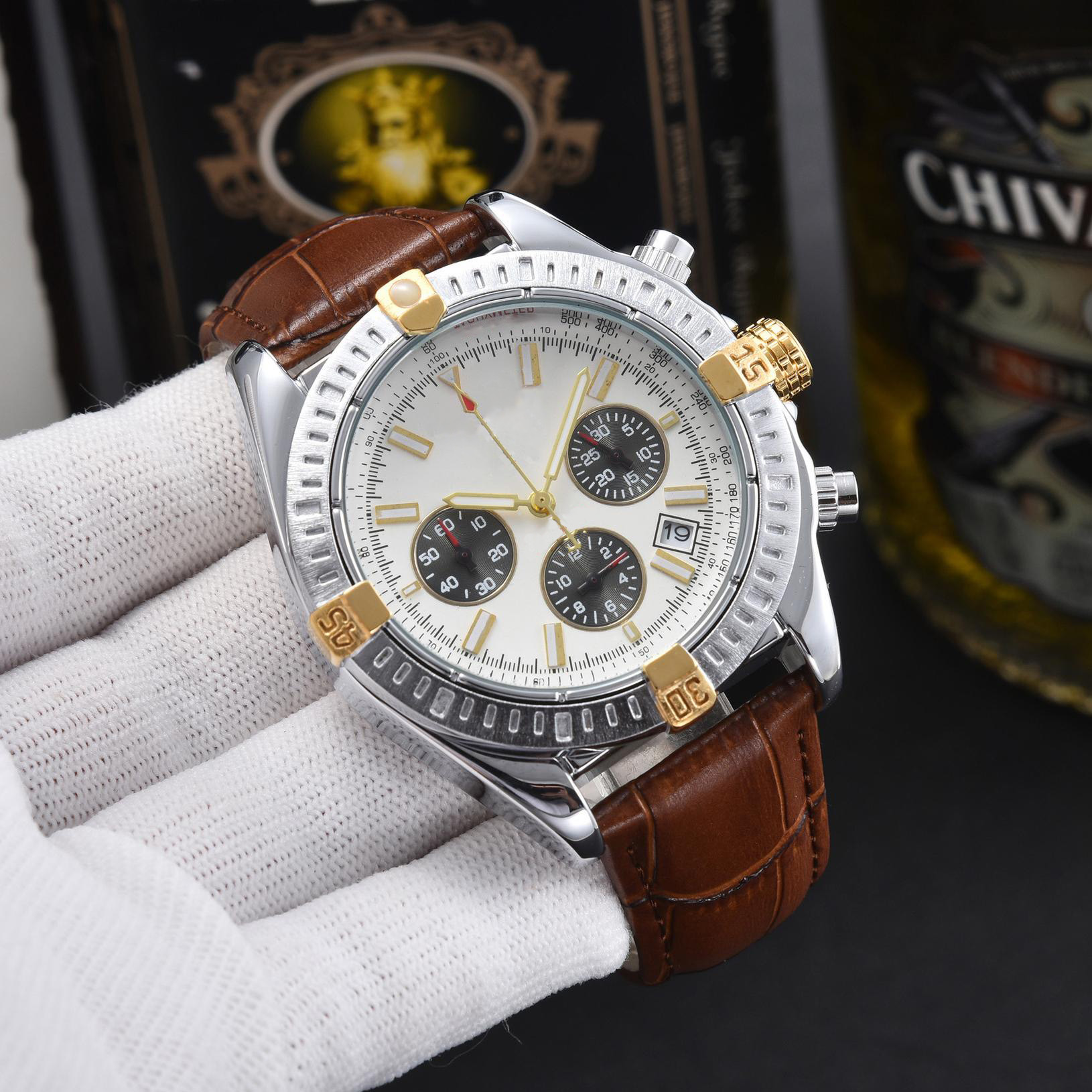 Luxury Fashion Mens Watch NAVITIMER 1884 Sports Diving Chronograph Designer Watches Leather Strap, Slivery;brown
Luxury Fashion Mens Watch NAVITIMER 1884 Sports Diving Chronograph Designer Watches Leather Strap, Slivery;brown
