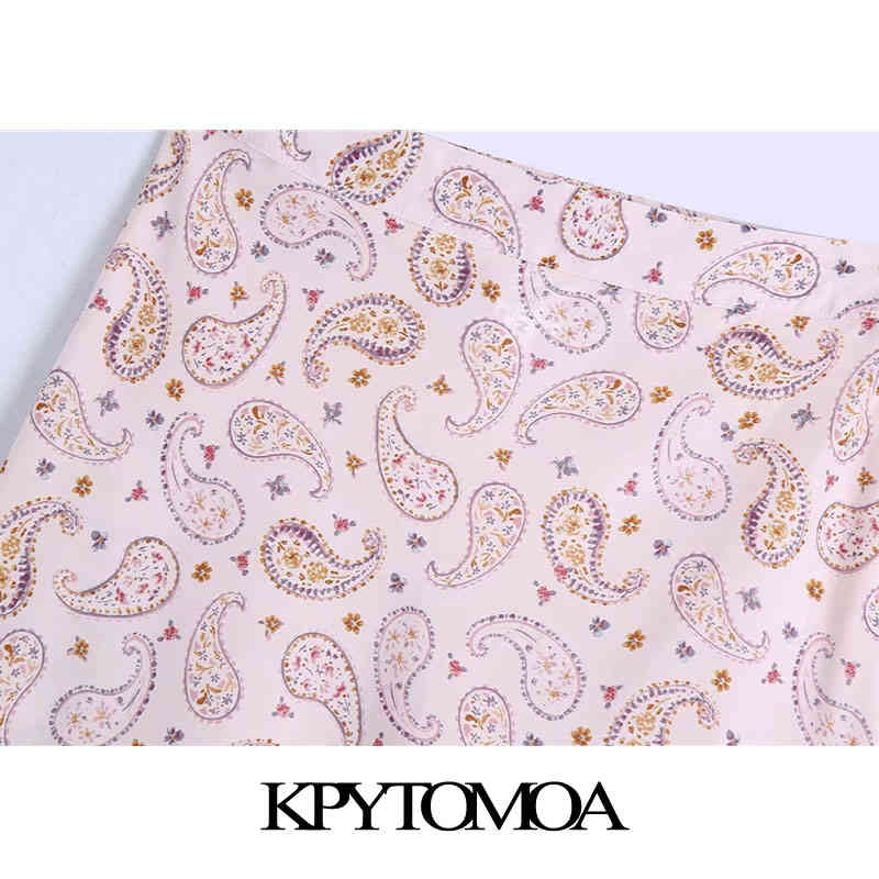 Women Chic Fashion Paisley Print Midi Skirt Vintae High Waist Side Zipper Female Skirts Mujer 210420