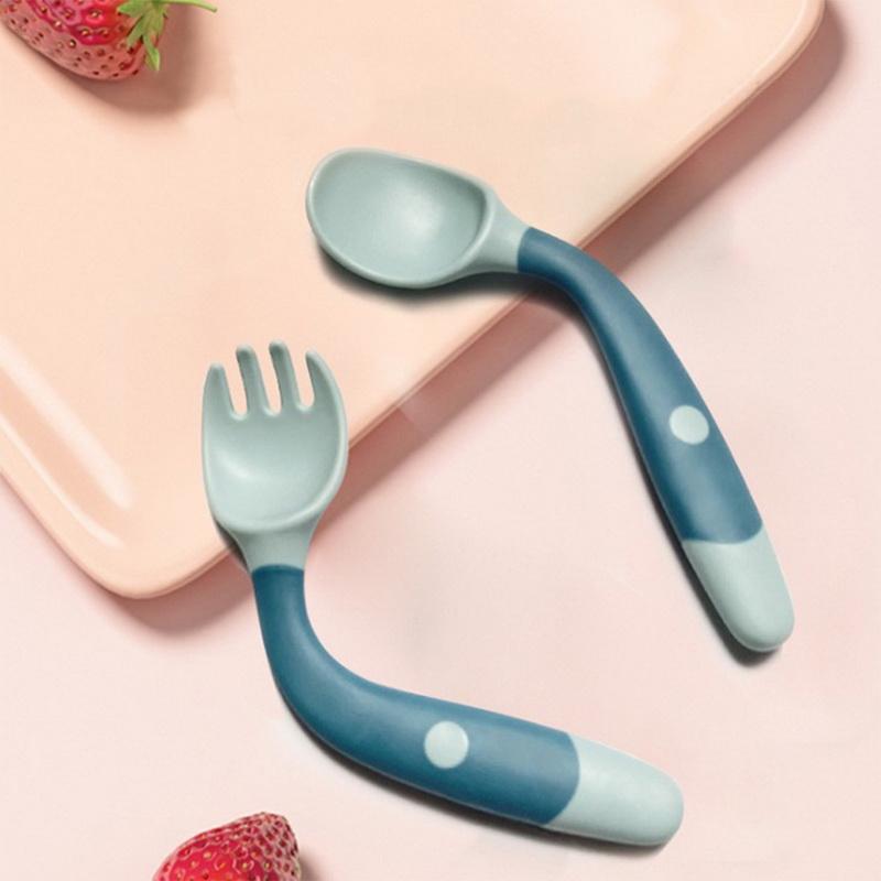 Dinnerware Sets Silicone Spoon For Baby Utensils Set Auxiliary Toddler Learn To Eat Training Bendable Soft Fork Infant Children Tablewa Free shipping