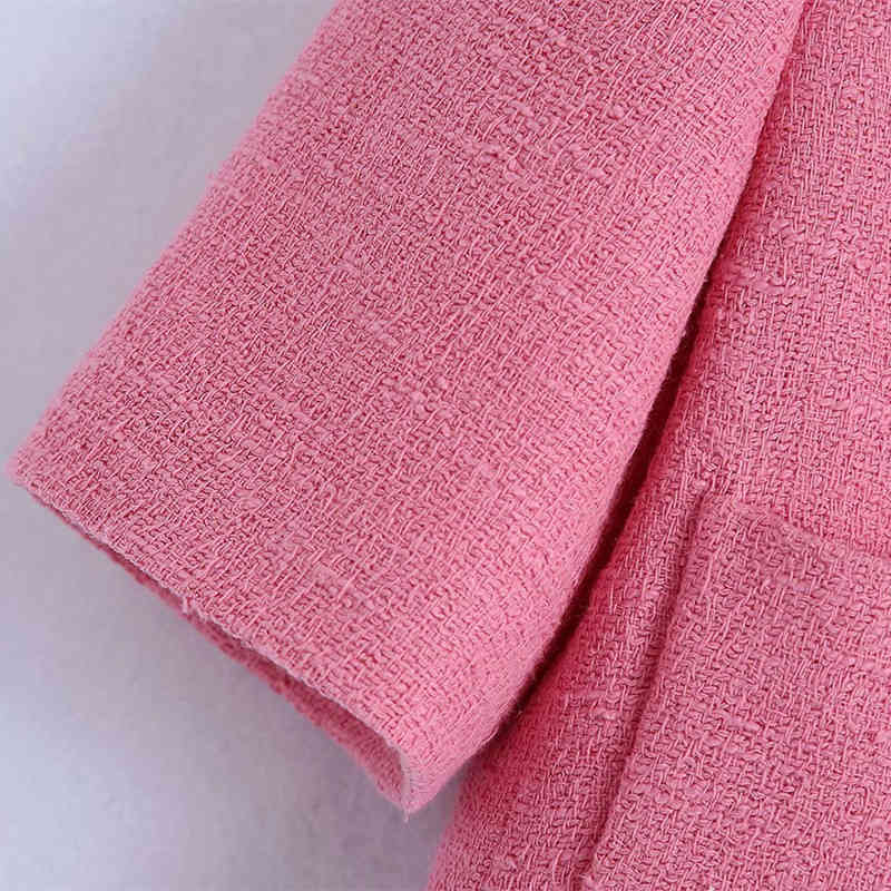 Sweet Women V Neck Single-breasted Coat Spring-autumn Fashion Ladies Office Minority Female Short Textured Blazer 210515