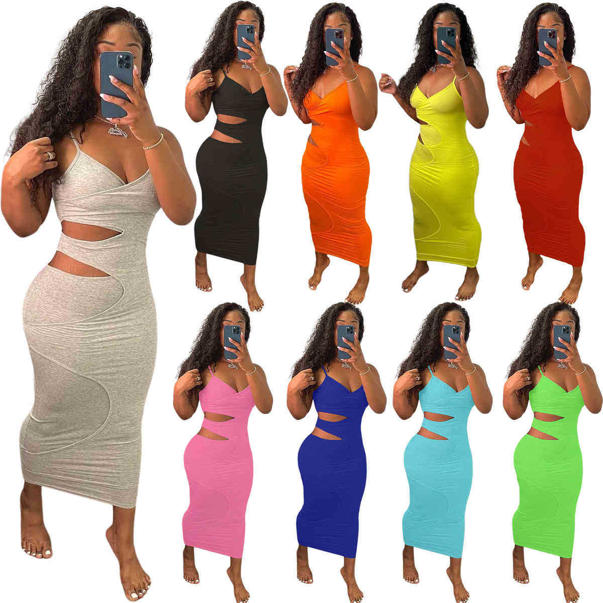 Sexy Sling Sleeveless Women Casual Dresses Fashion Hollow Out Split Layer Solid Color Deep V Neck Slim Pencil Dress Designers Clubwear, Blue
Sexy Sling Sleeveless Women Casual Dresses Fashion Hollow Out Split Layer Solid Color Deep V Neck Slim Pencil Dress Designers Clubwear, Blue