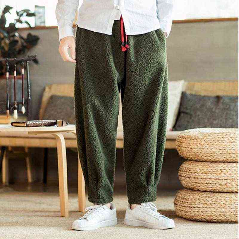 HOUZHOU Men's Winter Pants Black Trousers Male Casual Fleece Pants Fleeced Clothing Khaki Harajuku Korean Streetwear Hip Hop 5XL 211112