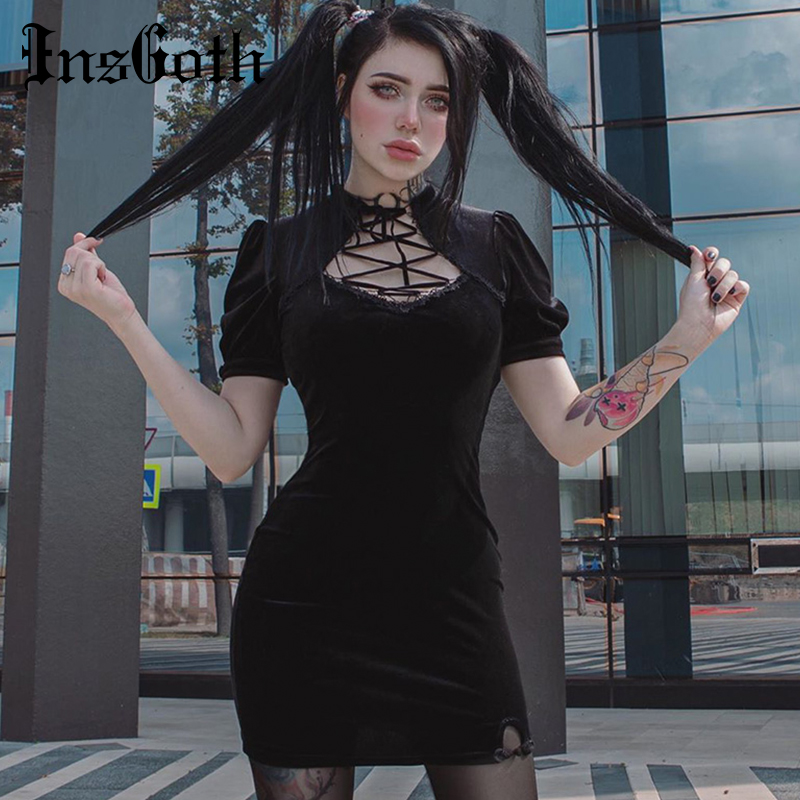 InsGoth Retro Bandage Black Short Sleeve Mini Dress Women Gothic Streetwear Female Dress Elegent Vintage Party Dress
InsGoth Retro Bandage Black Short Sleeve Mini Dress Women Gothic Streetwear Female Dress Elegent Vintage Party Dress