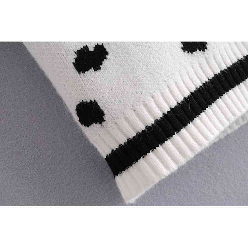 Preppy Style Tuscan Cow Dot Knitted Sweater Vest Women 90's Vintage Korean Clothing Striped V Neck Tank Top Y2K Knitwear 210429