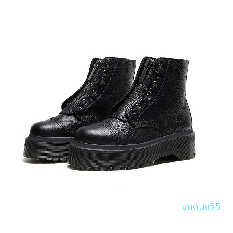 Women platform bottes 8 holes front zipper soft leather designer short ankle booties black frauen stiefel
Women platform bottes 8 holes front zipper soft leather designer short ankle booties black frauen stiefel