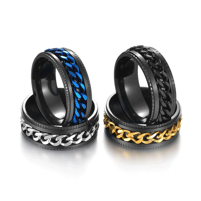 New Fashion Handmade Stainless Steel Rotatable Men Women Ring Colorful Plated High Quality Spinner Chain Punk Jewelry for Party Gift
New Fashion Handmade Stainless Steel Rotatable Men Women Ring Colorful Plated High Quality Spinner Chain Punk Jewelry for Party Gift
