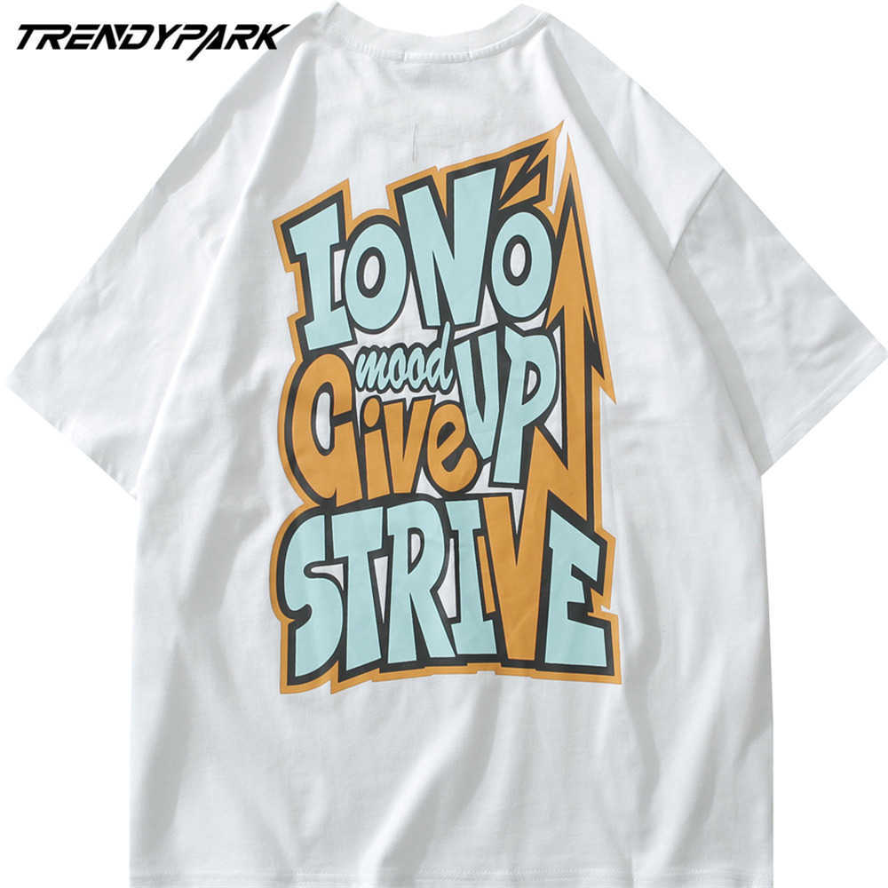 Men's T-shirt Big Letters Print Summer Short Sleeve Hip Hop Oversize Cotton Casual Harajuku Streetwear Top Tshirts Clothing 210601