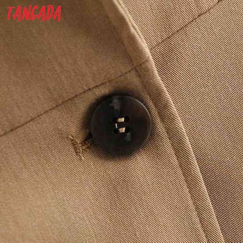 Women Vintage Khaki Vest Notched Collar Sleeveless Female Waistcoat Tops 2G18 210416
