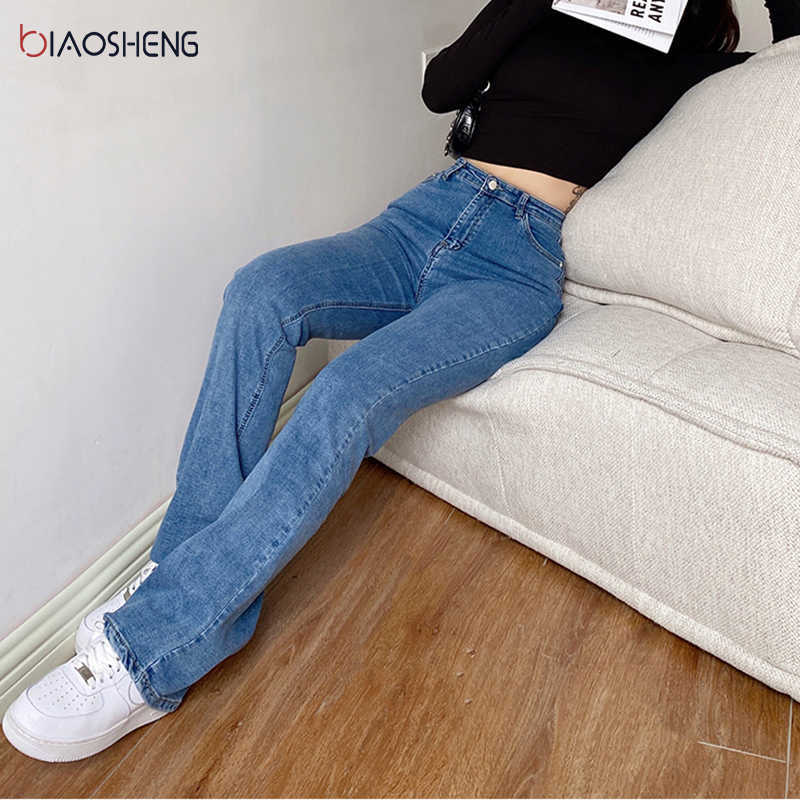 Women's Jeans For Girls Oversize Stretch Straight Baggy Mom Jean Wide Pants Aesthetic Woman Clothing Streetwear Trousers 210922