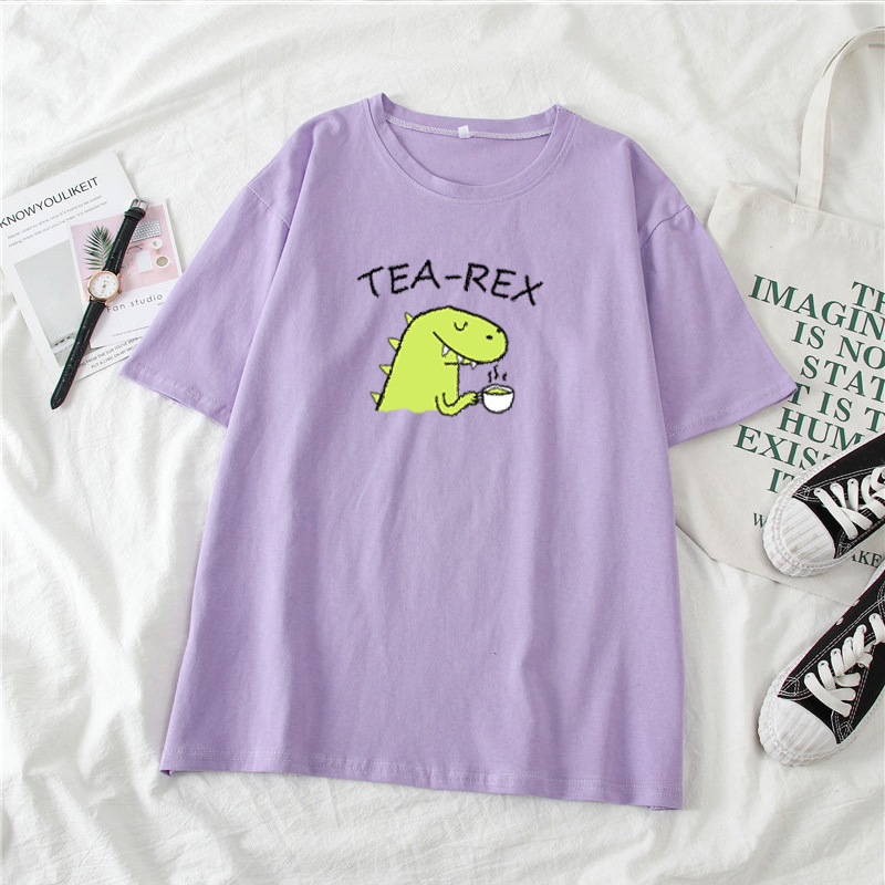 Dinosaur Letter Print Candy Women T-shirt O-neck Short Sleeve Loose Casual Cute Female Tshirts Summer HarajukuTops Girls 210518, Green
Dinosaur Letter Print Candy Women T-shirt O-neck Short Sleeve Loose Casual Cute Female Tshirts Summer HarajukuTops Girls 210518, Green