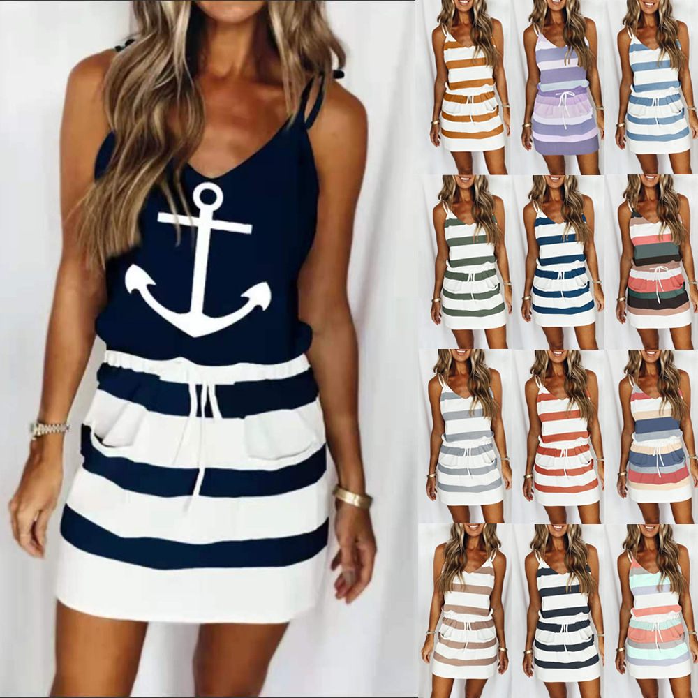 Dresses Drawcord pocket stripe sling, Customize