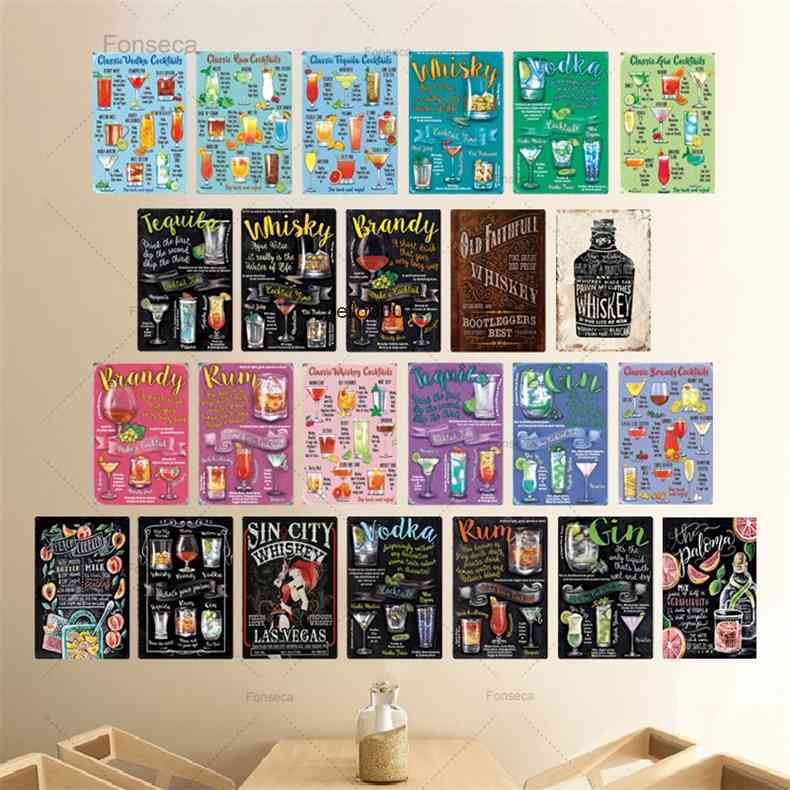 Tin Signs Plaque Vintage Cocktail Metal Sign Wall Decor For Man Cave Bar Pub Club Iron Painting Decorative Platea 
Tin Signs Plaque Vintage Cocktail Metal Sign Wall Decor For Man Cave Bar Pub Club Iron Painting Decorative Platea