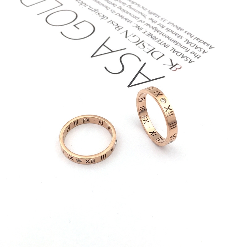 T family indelible female alphabet Roman numeral rose gold jewelry titanium steel ring personality versatile trend, Black
T family indelible female alphabet Roman numeral rose gold jewelry titanium steel ring personality versatile trend, Black