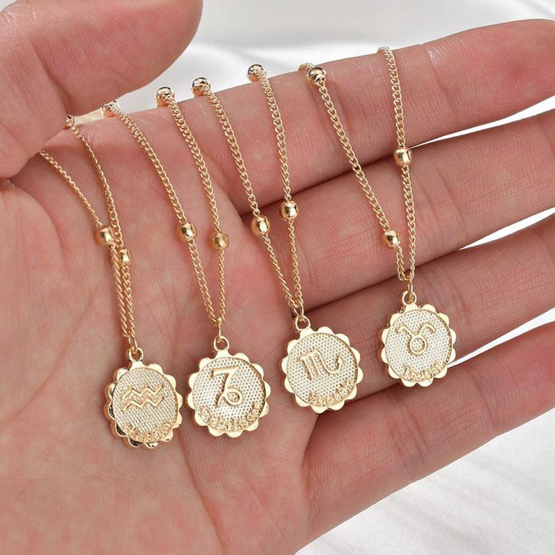 12 Constellation Necklace Classic 18k Gold Zodiac Sign Round Pendant Bead Chain Jewelry
12 Constellation Necklace Classic 18k Gold Zodiac Sign Round Pendant Bead Chain Jewelry