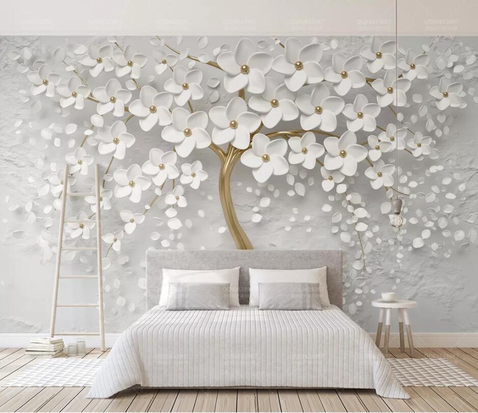 Custom 3d wallpaper mural 3d Black and white flowers tree TV background wall TV background wall wallpaper
