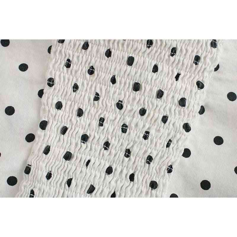 fashion polka dot women short shirts summer white square collar blouses casual female shirt sexy girls blouse 210430