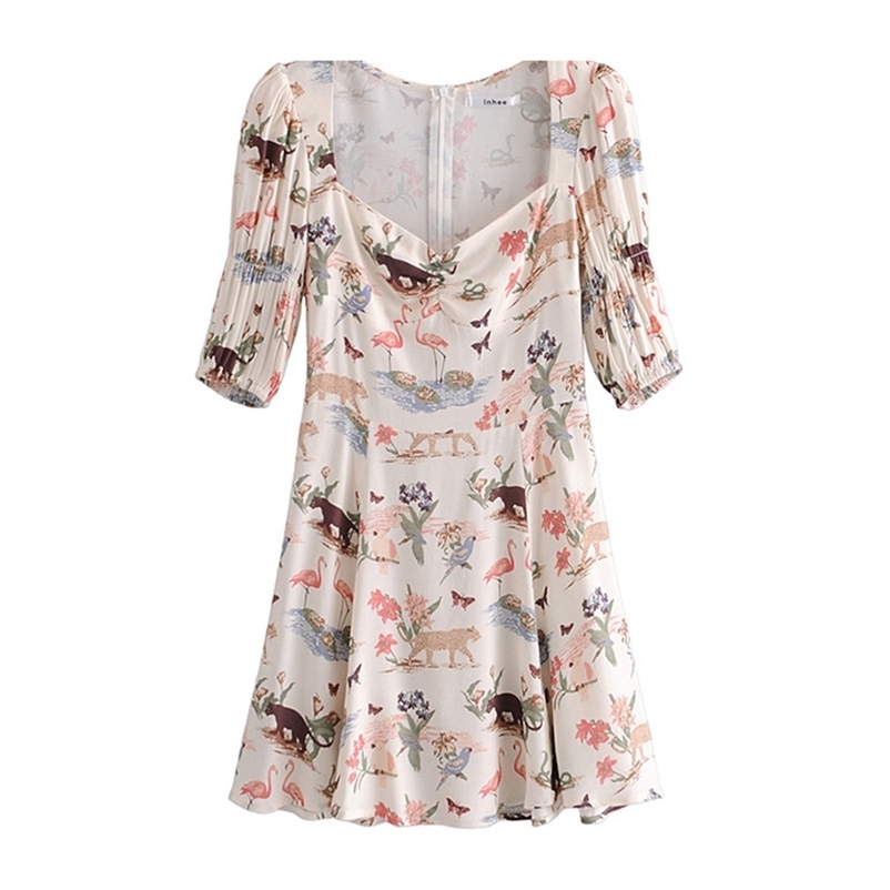 Summer Mini Dress Women Floral Print lantern Sleeve Fashion Female Loose Soft Casual Size L 210524, As the photo
Summer Mini Dress Women Floral Print lantern Sleeve Fashion Female Loose Soft Casual Size L 210524, As the photo