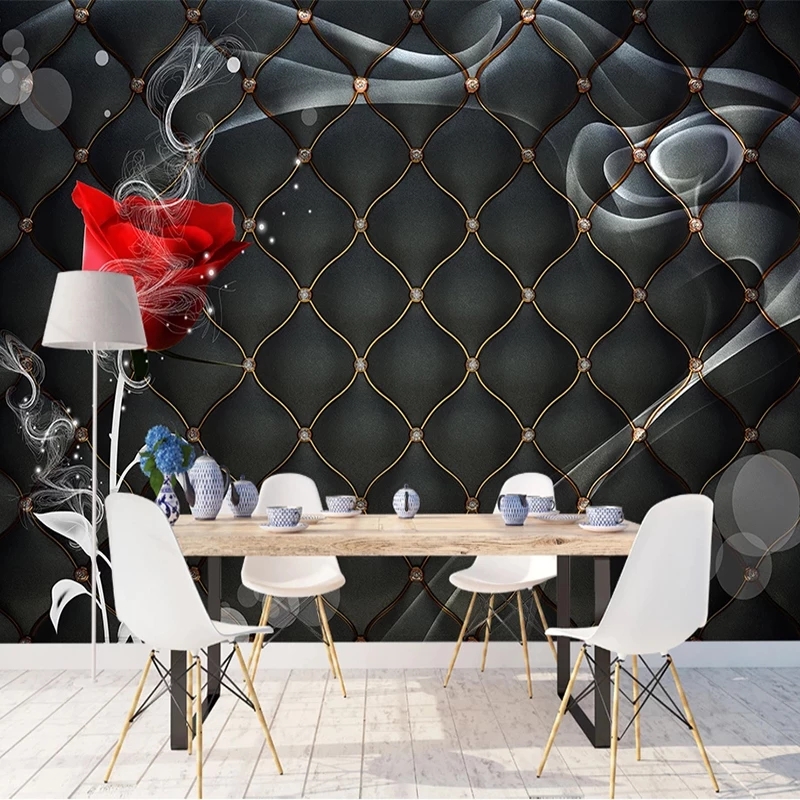 Custom Mural 3D Rose Flower Black Soft Package Bedroom Living Room TV Background Wall Decor Wallpaper Waterproof