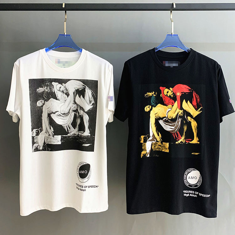 Off style white religious limited series arrstyle print short sleeve T-shirt hip hop casual couple fashion, White;black
Off style white religious limited series arrstyle print short sleeve T-shirt hip hop casual couple fashion, White;black