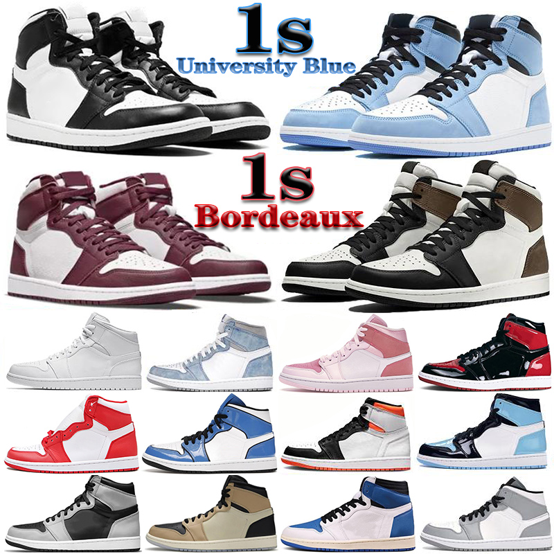 Mens 1 high OG basketball shoes Jumpman 1s Bordeaux University Blue dark mocha bred shadow bred UNC twist seafoam men women Sports Sneakers trainers
Mens 1 high OG basketball shoes Jumpman 1s Bordeaux University Blue dark mocha bred shadow bred UNC twist seafoam men women Sports Sneakers trainers