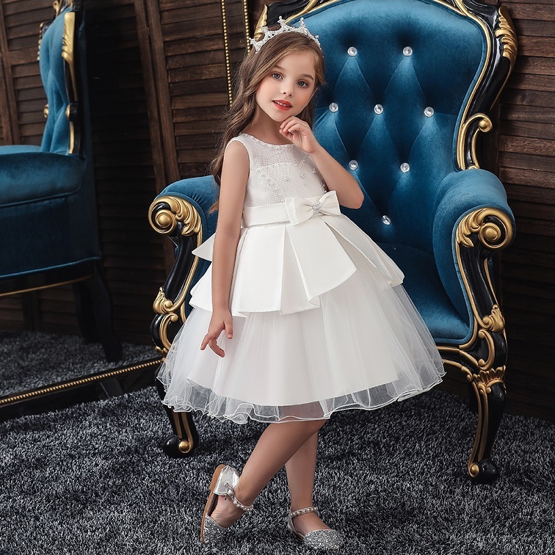 Girl's Dresses Kids Party For Girl ClothesFormal Evening Wedding Gown Tutu Beaded Princess Dress Flower Girls Children Clothing C0223, White 
Girl's Dresses Kids Party For Girl ClothesFormal Evening Wedding Gown Tutu Beaded Princess Dress Flower Girls Children Clothing C0223, White