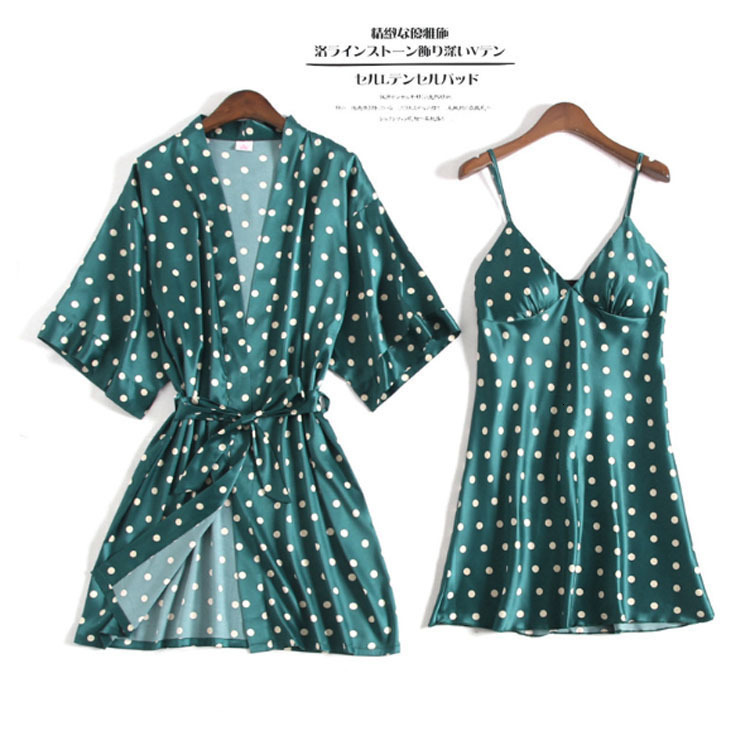 Sexy Pyjamas Lisacmvpnel Polka Dot Short Sleeve Women Robe Set Thin Section Spaghetti Strap Cardigan Twinset Pijamas RSNG
Sexy Pyjamas Lisacmvpnel Polka Dot Short Sleeve Women Robe Set Thin Section Spaghetti Strap Cardigan Twinset Pijamas RSNG