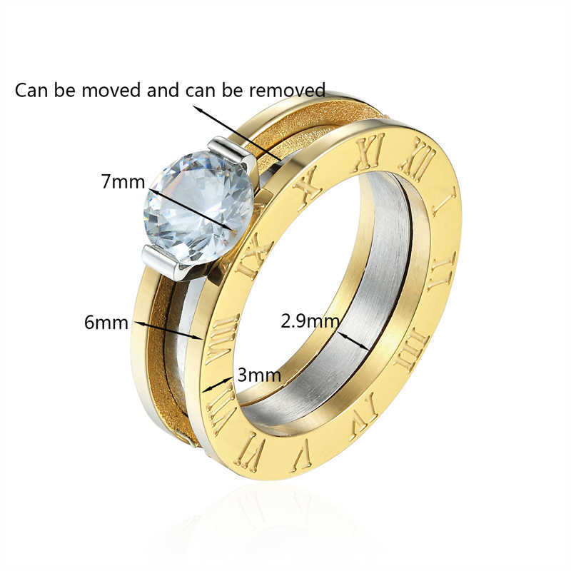 Top Quality Classic Design Can Be Broken Down Into Two Stainless Steel Woman Crystal Rings Lovers Brands Jewelry Rings For Woman X0715