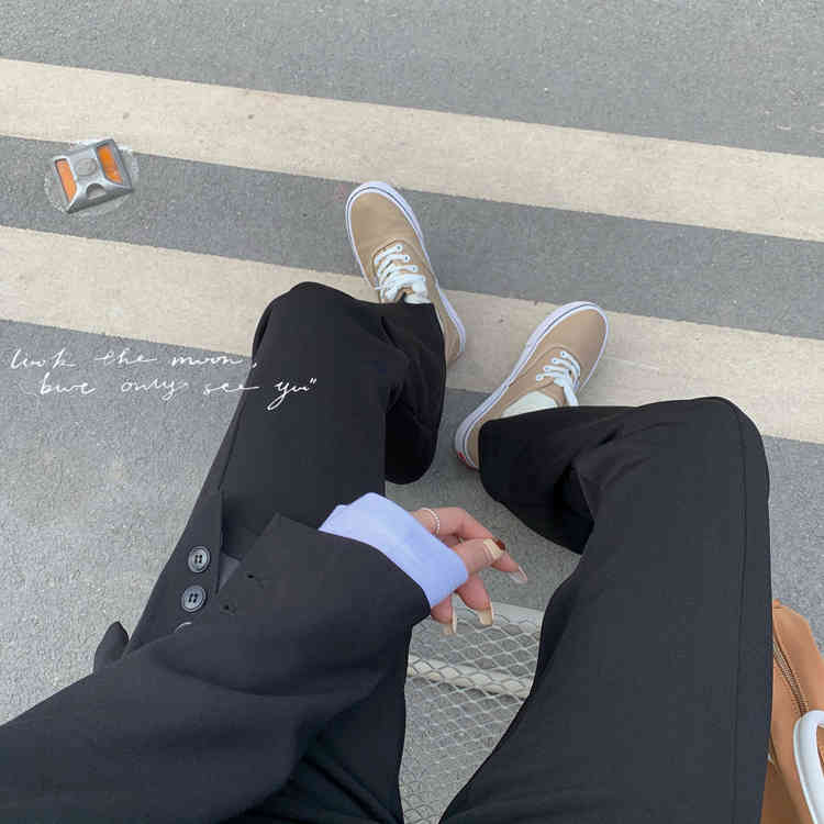 Skinny High Waist Black Split Flare Pants Women Casual Fashion Straight Bottoms Pant Streetwear Pantalones De Mujer Vintage 210429