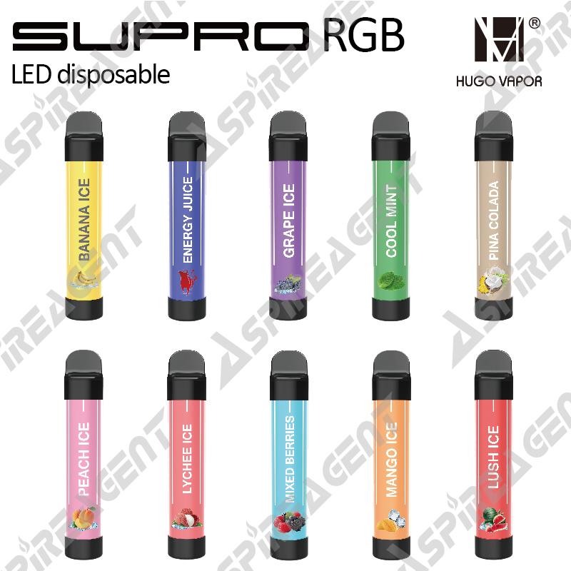 Hugo Vapor Supro RGB Flash Disposable E-cigarette Vape Kit 850mAh 1500 Puffs 5.0ml Draw-activated Ultra-portable Vaping Device with RGB-LED
Hugo Vapor Supro RGB Flash Disposable E-cigarette Vape Kit 850mAh 1500 Puffs 5.0ml Draw-activated Ultra-portable Vaping Device with RGB-LED
