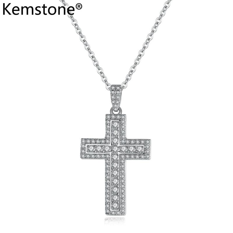 Pendant Necklaces Kemstone Cross Full Crystal Silver Plated Female Necklace Jewelry For Women's Gift
Pendant Necklaces Kemstone Cross Full Crystal Silver Plated Female Necklace Jewelry For Women's Gift