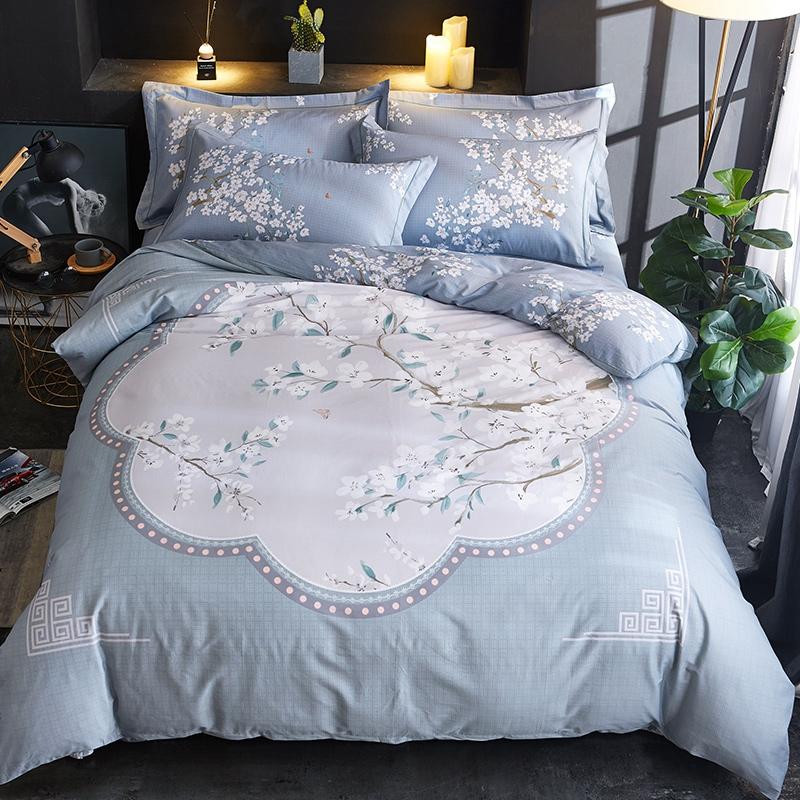 100% Cotton Bedding Set Flower Bed Linen 2021 Bohemia Style Duvet Cover+ Flat Sheet+Pillowcase 4pcs/set Super King Home Sets