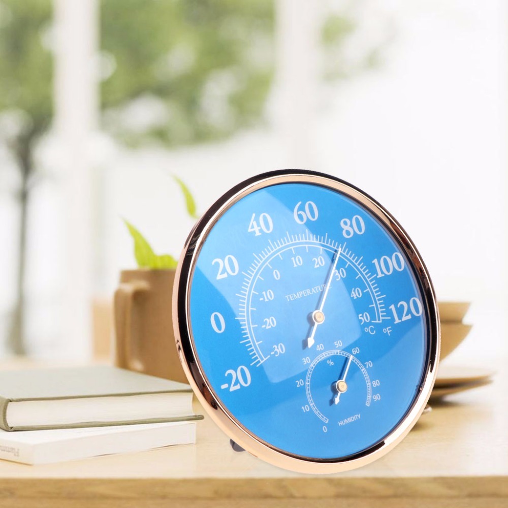Dial Thermometer Size Round Thermometer Hygrometer Temperature Humidity Monitor Meter Gauge Blue