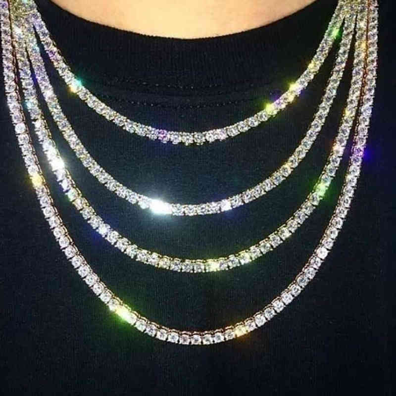 Hiphop 18k Gold Iced Out Diamond Chain Necklace CZ Tennis Necklace For Men And Women4276762