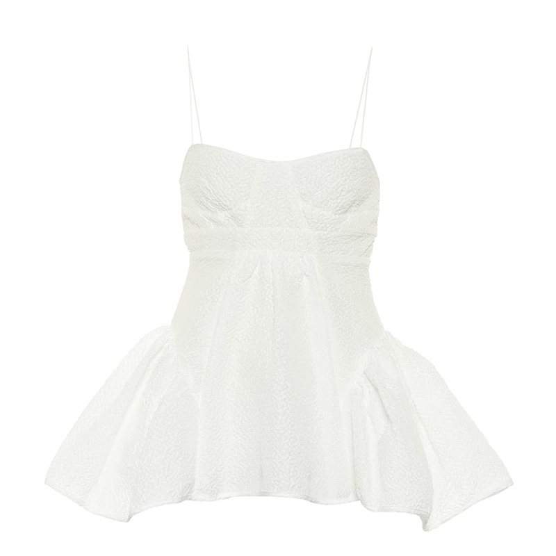 VGH White Patchwork Ruffle Vests For Women Square Collar Sleeveless Casual Slim Sexy Camis Female Korean Summer Fashion Clothing 210421