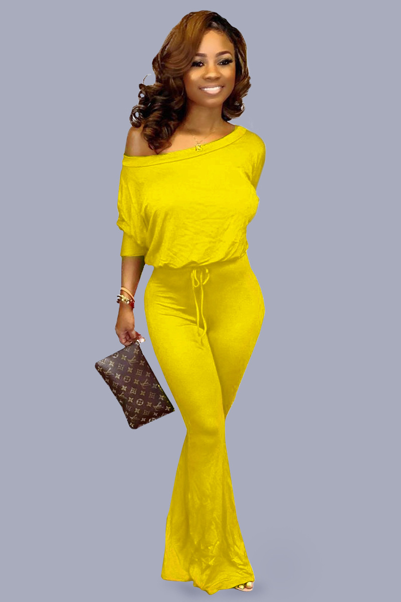Women Jumpsuits Solid Color Bat Sleeve Casual Jumsuits For Fashion 2 Peice Outfits