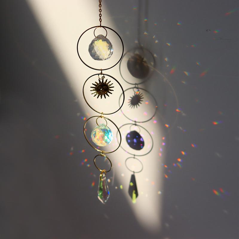 Keychains Cage Sun Catcher Crystal Rainbow Maker Window Home Boho Room Wall Car Decoration Curtain Chandelier Prisms Witchy Suncatcher