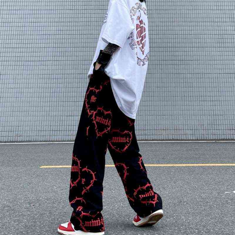 MINGLIUSILI Y2k Pants Women Fashion Autumn Gothic Wide Leg Pant Punk Streetwear Loose Casual Vintage Trousers 211115
