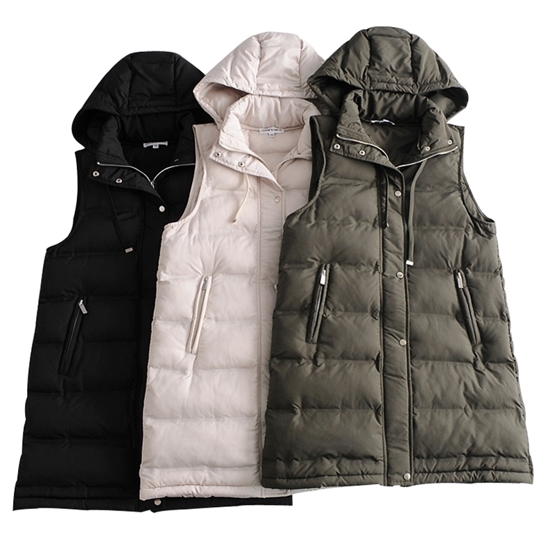 Women Vest Jacket Spring Autumn fashion hooded chic warm jacket vest youth elegant street jackets 210819