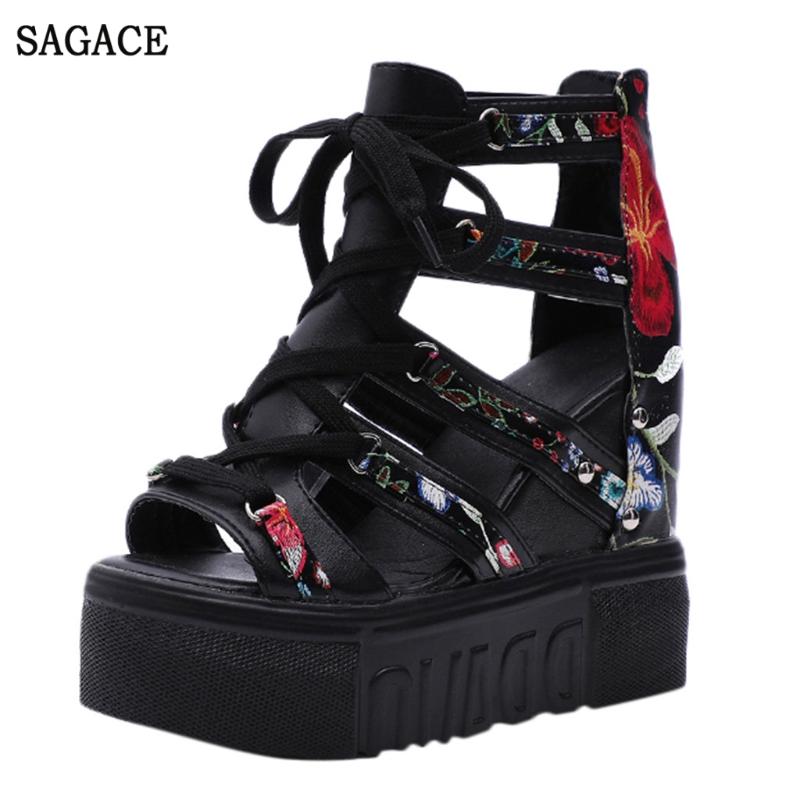 Summer Women's Wedge Sandals High Heel Flower Cross Straps Fashion Roman Sexy Quality Outsid Ladies Shoes, Black
Summer Women's Wedge Sandals High Heel Flower Cross Straps Fashion Roman Sexy Quality Outsid Ladies Shoes, Black