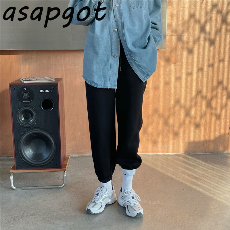 7 Color Autumn Winter Thick High Waist Fleece Sweatpants Drawstring Loose Solid Casual White Joggers Harem Pant Women Cotton 210429