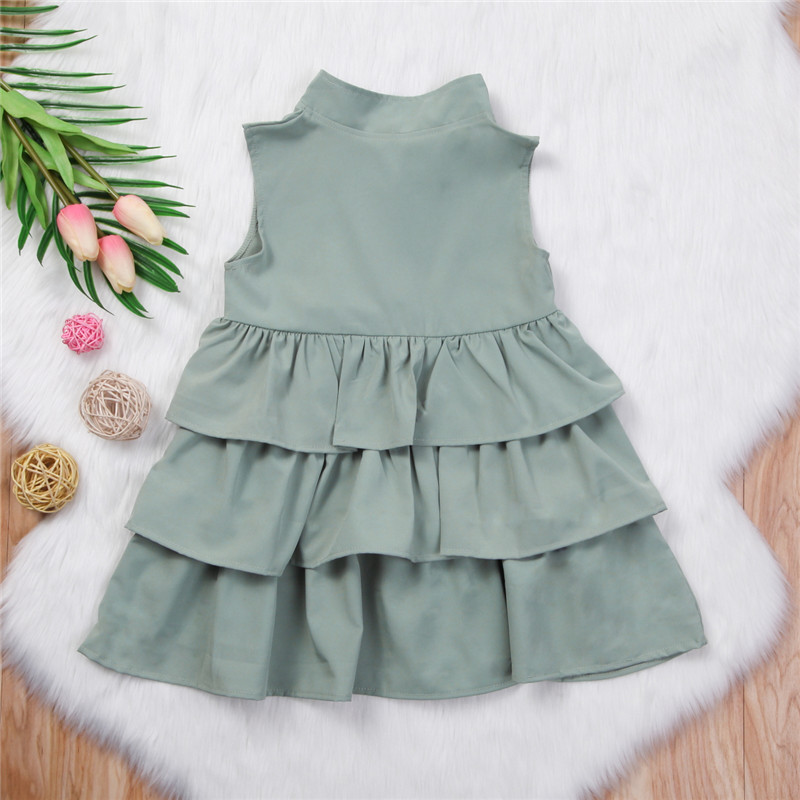 1-6Y Summer Toddler Kid Children Girls Tutu Dress Sleeveless Turtleneck Ruffles Travel Holiday es For 210515