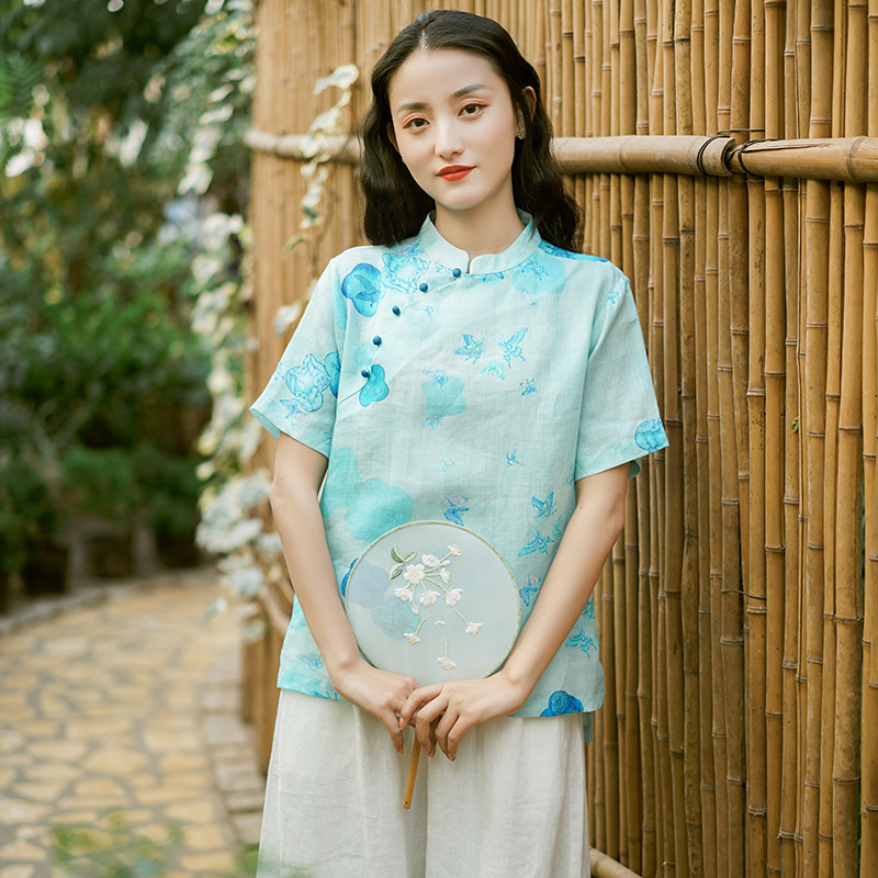 Johnature Women Chinese Style Shirts Ramie Summer Short Sleeve Stand Tops Button Female Print Floral Blouses Casual Shirts 210521, Yellow
Johnature Women Chinese Style Shirts Ramie Summer Short Sleeve Stand Tops Button Female Print Floral Blouses Casual Shirts 210521, Yellow